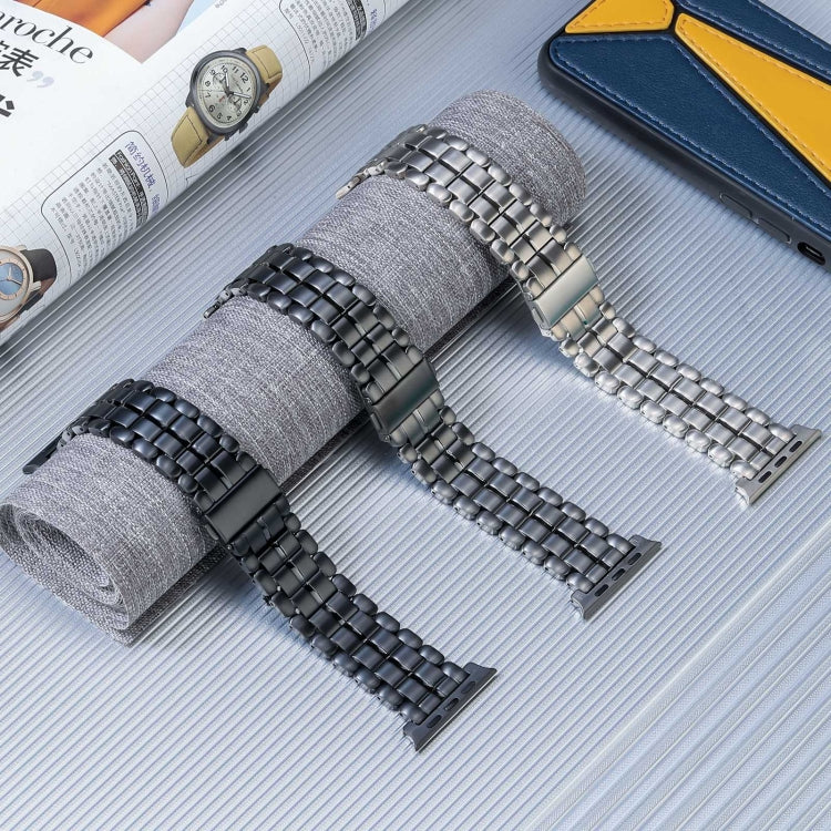 For Apple Watch Series 2 38mm Five Beads Titanium Steel Watch Band(Black) - Watch Bands by PMC TechLife | Online Shopping South Africa | PMC TechLife