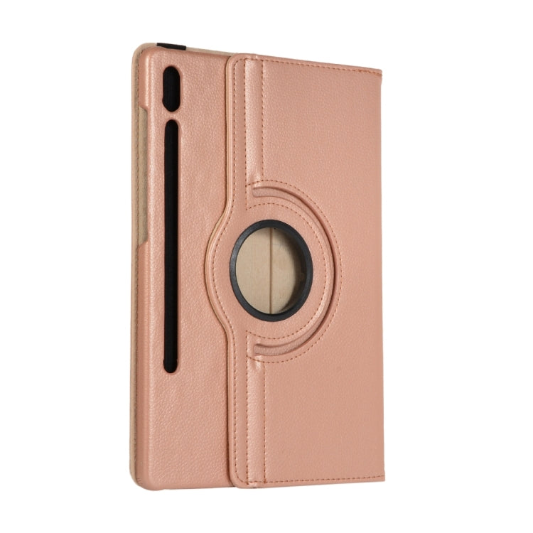 For Samsung Galaxy Tab S9+ / Tab S10+ Litchi Texture 360 Degrees Rotation Holder Leather Tablet Case(Rose Gold) - Galaxy Tab S9+ Cases by PMC Jewellery | Online Shopping South Africa | PMC Jewellery | Buy Now Pay Later Mobicred