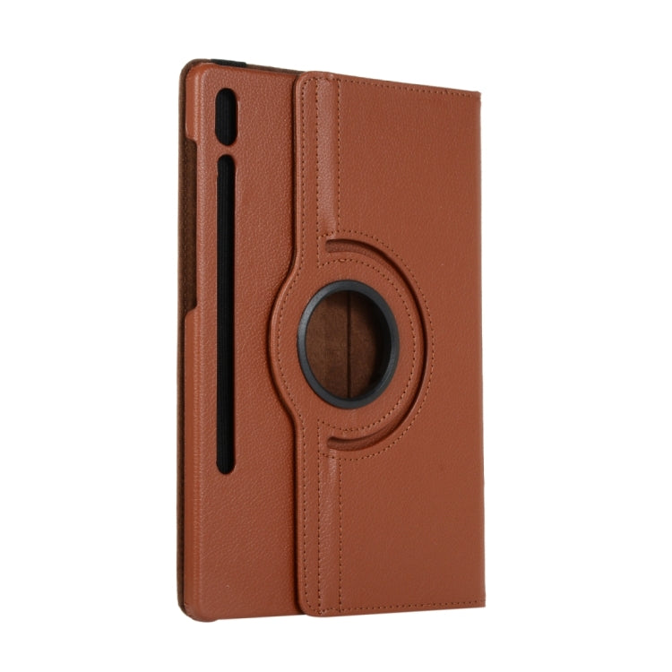 For Samsung Galaxy Tab S9+ / Tab S10+ Litchi Texture 360 Degrees Rotation Holder Leather Tablet Case(Brown) - free shipping - PMC Jewellery - Order now!