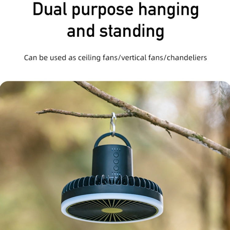 DQ216 10000mAh Outdoor Portable Liftable Swivel Head Camping Fan Tent Hanging Vertical Colorful Light with Remote Control(Khaki) - Electric Fans by PMC Jewellery | Online Shopping South Africa | PMC Jewellery | Buy Now Pay Later Mobicred