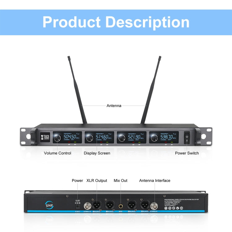 XTUGA A140-B Wireless Microphone System 4 BodyPack Headset Lavalier Microphone(US Plug) - free shipping - PMC Jewellery - Order now!