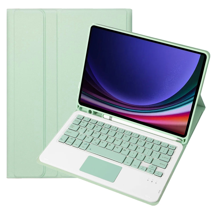 For Samsung Galaxy Tab S9 FE A710B-A Candy Color TPU Touch Bluetooth Keyboard Leather Tablet Case with Pen Holder(Light Green) - Samsung Keyboard by PMC TechLife | Online Shopping South Africa | PMC TechLife