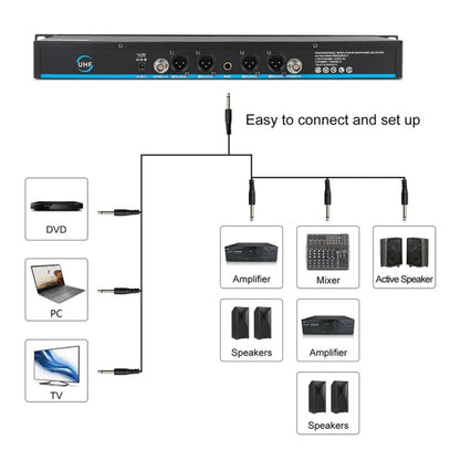 XTUGA A140-C Wireless Microphone System 4-Channel UHF Four Conference Mics(UK Plug) - Microphone by XTUGA | Online Shopping South Africa | PMC Jewellery | Buy Now Pay Later Mobicred