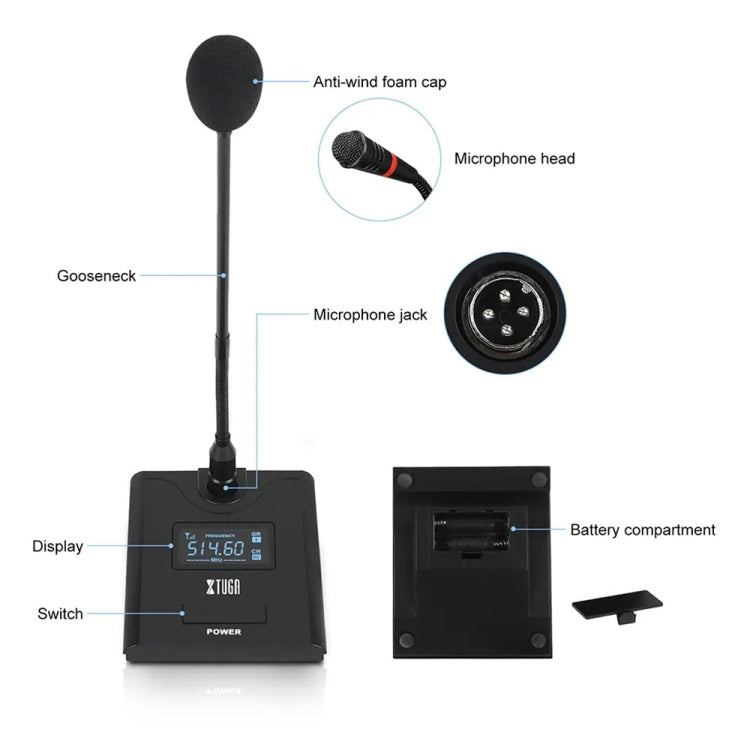 XTUGA A140-C Wireless Microphone System 4-Channel UHF Four Conference Mics(UK Plug) - free shipping - PMC Jewellery - Order now!