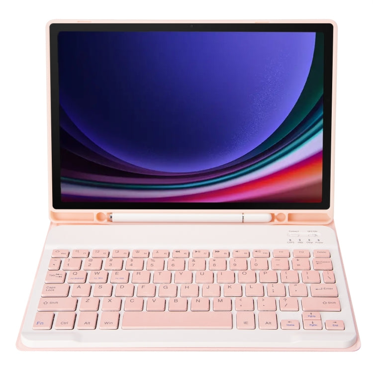 For Samsung Galaxy Tab S9 FE A710B Candy Color TPU Bluetooth Keyboard Leather Tablet Case with Pen Holder(Pink) - Samsung Keyboard by PMC TechLife | Online Shopping South Africa | PMC TechLife