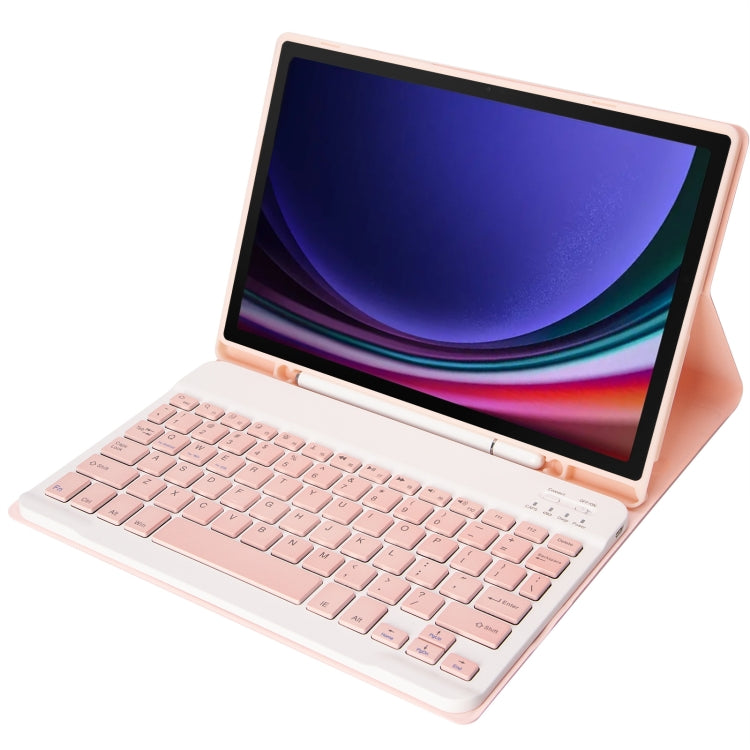 For Samsung Galaxy Tab S9 FE A710B Candy Color TPU Bluetooth Keyboard Leather Tablet Case with Pen Holder(Pink) - Samsung Keyboard by PMC TechLife | Online Shopping South Africa | PMC TechLife