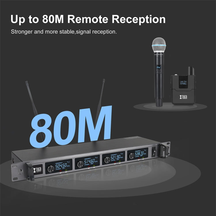 XTUGA A140-H Wireless Microphone System 4 Channel UHF Handheld Microphone(AU Plug) - Microphone by XTUGA | Online Shopping South Africa | PMC TechLife | Buy Now Pay Later Mobicred