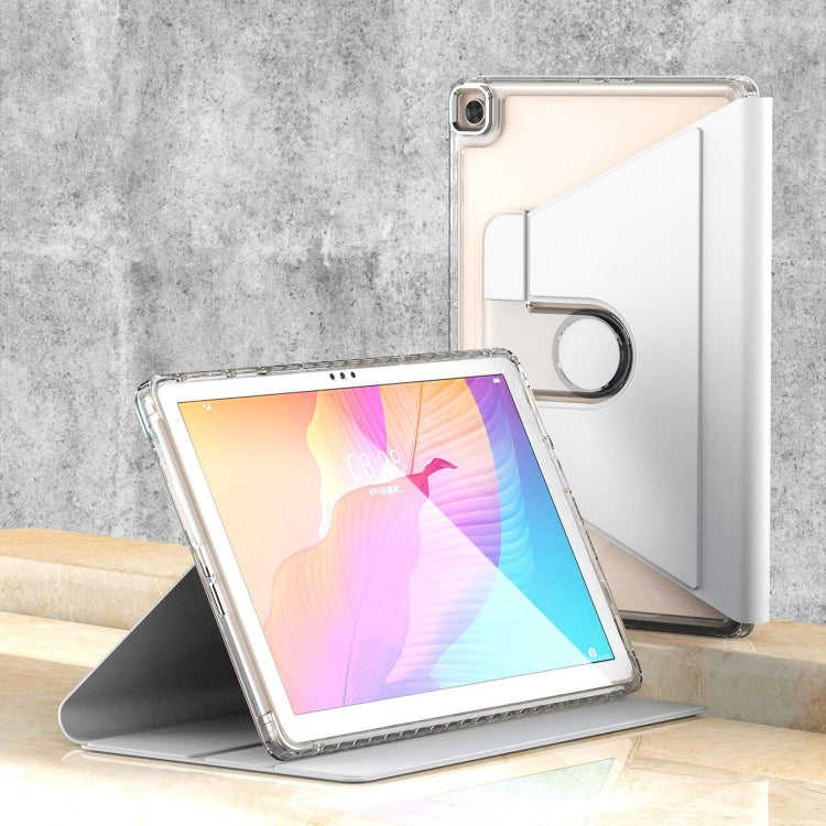 For Huawei MatePad T10 / T10S Clear 360 Rotation Stand Smart Leather Tablet Case(White) - Huawei by PMC TechLife | Online Shopping South Africa | PMC TechLife | Buy Now Pay Later Mobicred