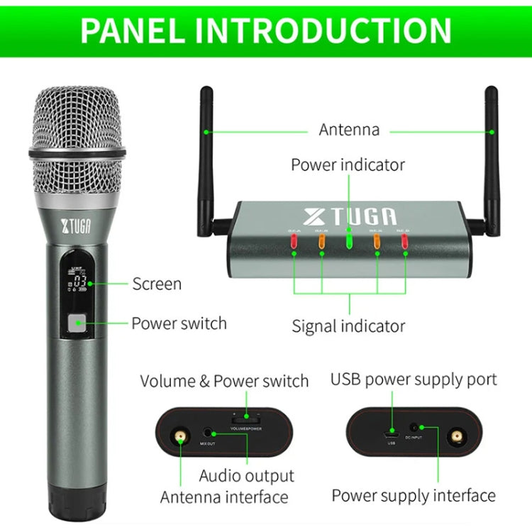 XTUGA U-F4600 Professional 4-Channel UHF Wireless Microphone System with 4 Handheld Microphone(AU Plug) - Microphone by XTUGA | Online Shopping South Africa | PMC TechLife | Buy Now Pay Later Mobicred