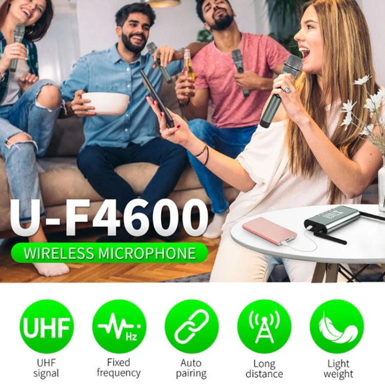 XTUGA U-F4600 Professional 4-Channel UHF Wireless Microphone System with 4 Handheld Microphone(AU Plug) - Microphone by XTUGA | Online Shopping South Africa | PMC TechLife | Buy Now Pay Later Mobicred