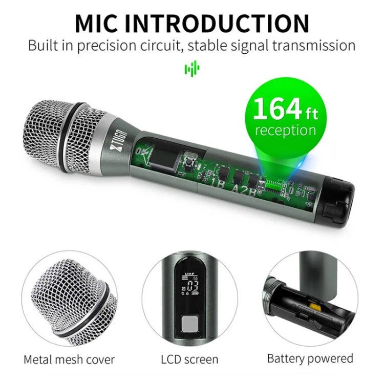 XTUGA U-F4600 Professional 4-Channel UHF Wireless Microphone System with 4 Handheld Microphone(AU Plug) - Microphone by XTUGA | Online Shopping South Africa | PMC TechLife | Buy Now Pay Later Mobicred