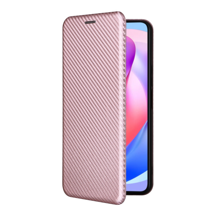 For Honor X6a 4G Carbon Fiber Texture Flip Leather Phone Case(Pink) - Honor Cases by PMC TechLife | Online Shopping South Africa | PMC TechLife