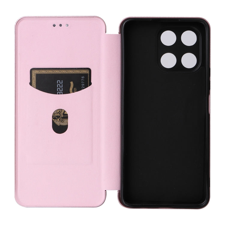 For Honor X6a 4G Carbon Fiber Texture Flip Leather Phone Case(Pink) - Honor Cases by PMC TechLife | Online Shopping South Africa | PMC TechLife