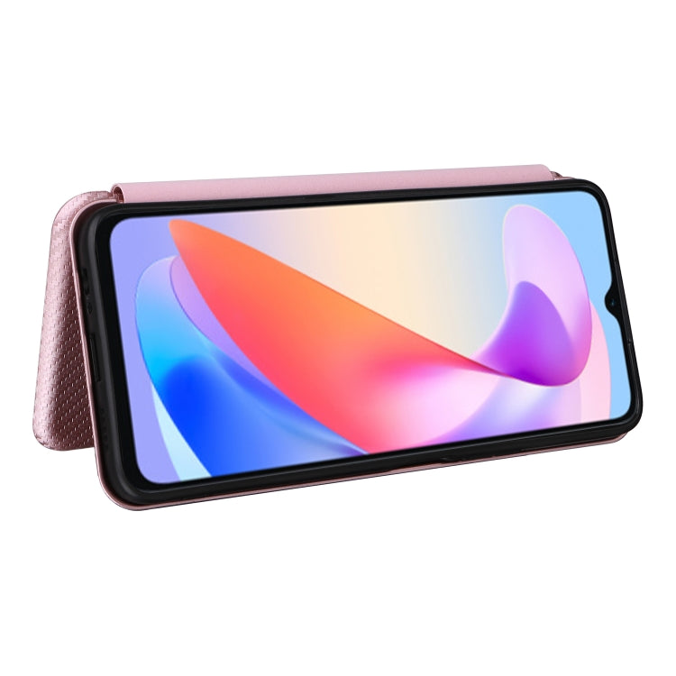 For Honor X6a 4G Carbon Fiber Texture Flip Leather Phone Case(Pink) - Honor Cases by PMC TechLife | Online Shopping South Africa | PMC TechLife