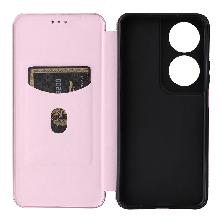For Honor X7b Carbon Fiber Texture Flip Leather Phone Case(Pink) - Honor Cases by PMC TechLife | Online Shopping South Africa | PMC TechLife