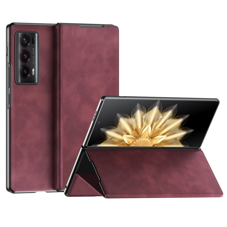 For Honor Magic V2 Celebrity Series Napa Texture Shockproof Phone Leather Case(Wine Red) - Honor Cases by PMC TechLife | Online Shopping South Africa | PMC TechLife | Buy Now Pay Later Mobicred
