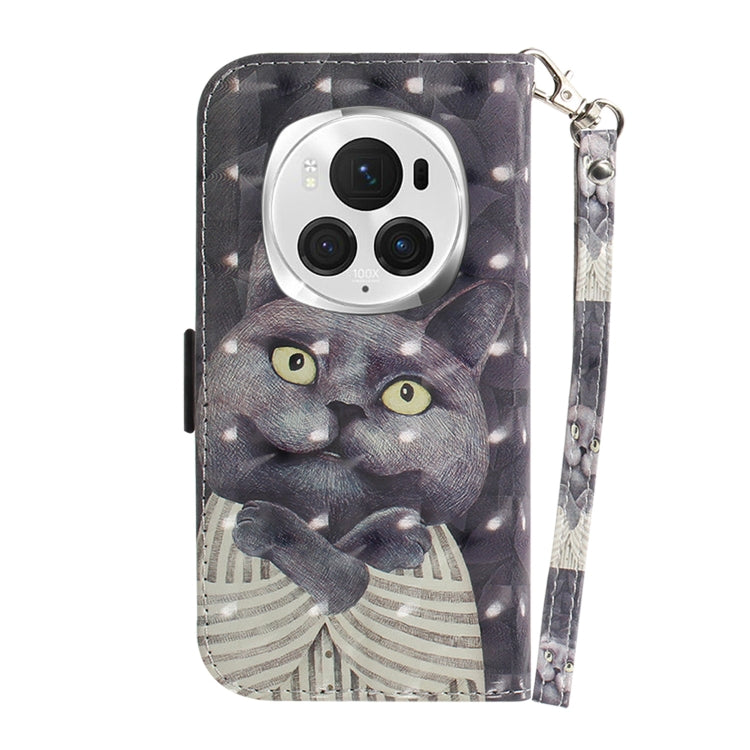 For Honor Magic6 Pro 3D Colored Horizontal Flip Leather Phone Case(Hug Cat) - Honor Cases by PMC Jewellery | Online Shopping South Africa | PMC Jewellery | Buy Now Pay Later Mobicred