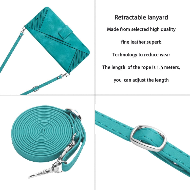 For Motorola Moto G Play 2024 Dream Triangle Leather Phone Case with Lanyard(Green) - Motorola Cases by PMC Jewellery | Online Shopping South Africa | PMC Jewellery | Buy Now Pay Later Mobicred