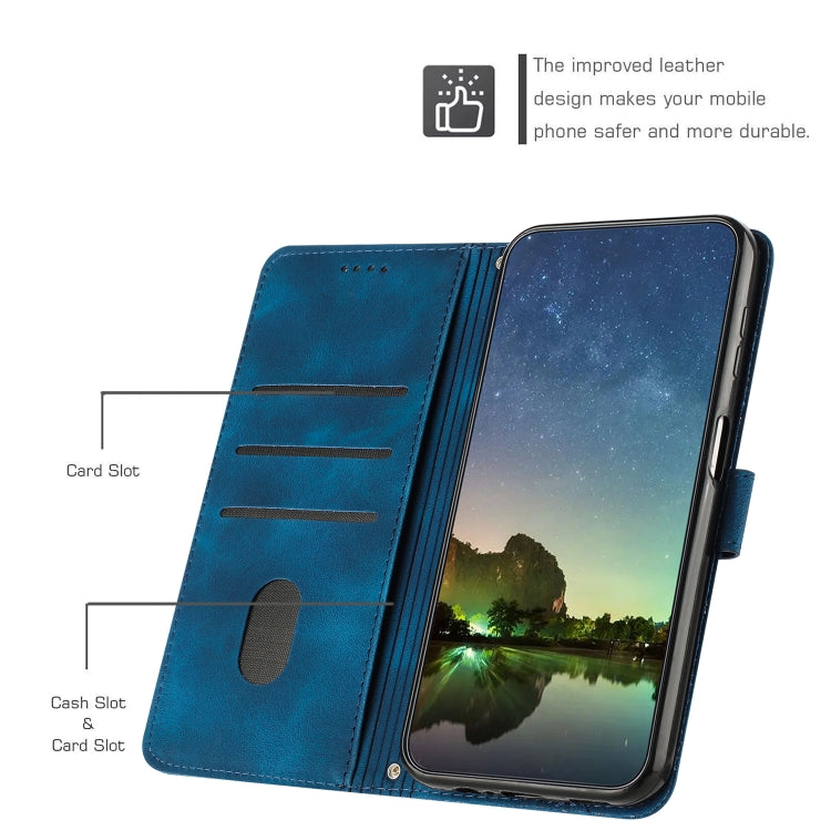 For Motorola Edge 2024 Dream Triangle Leather Phone Case with Lanyard(Blue) - free shipping - PMC Jewellery - Order now!