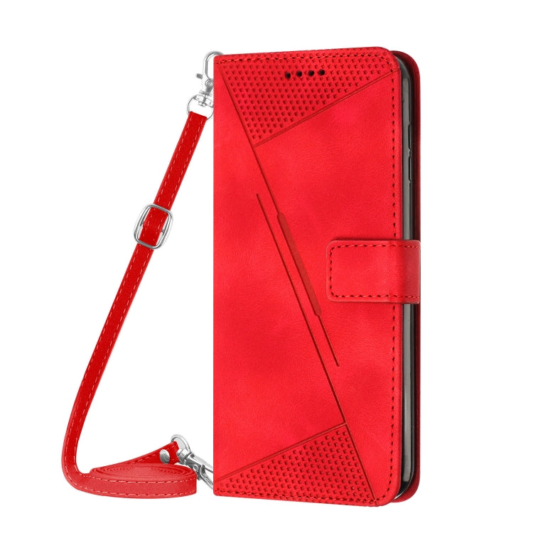 For Motorola Edge 2024 Dream Triangle Leather Phone Case with Lanyard(Red) - Motorola Cases by PMC Jewellery | Online Shopping South Africa | PMC Jewellery | Buy Now Pay Later Mobicred