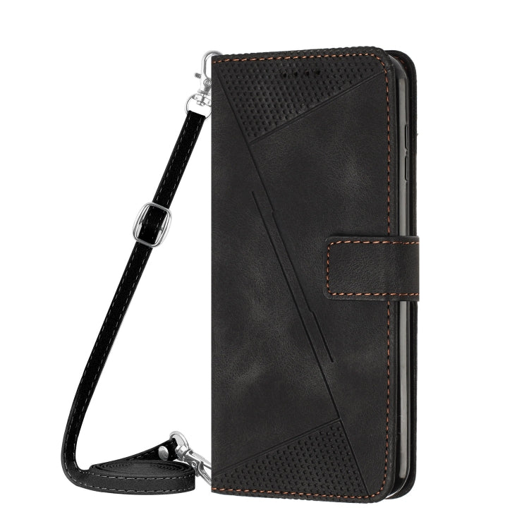 For Motorola Edge 2024 Dream Triangle Leather Phone Case with Lanyard(Black) - Motorola Cases by PMC Jewellery | Online Shopping South Africa | PMC Jewellery | Buy Now Pay Later Mobicred