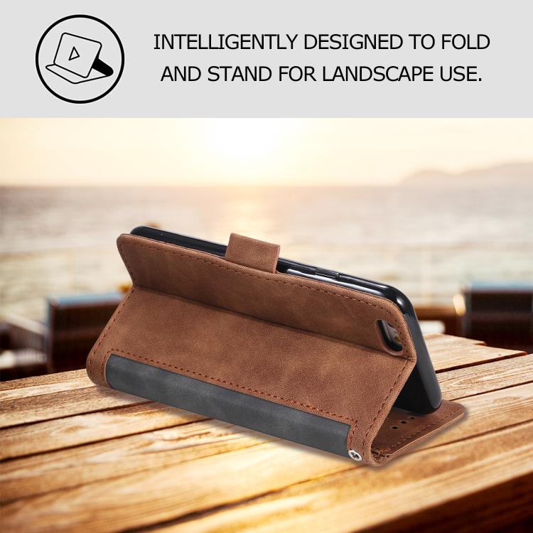 For iPhone 16e Retro Splicing Horizontal Flip Leather Phone Case(Grey) - iPhone 16e Cases by PMC TechLife | Online Shopping South Africa | PMC TechLife | Buy Now Pay Later Mobicred