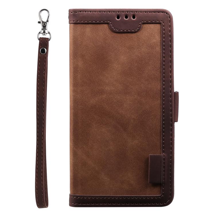 For iPhone 16e Retro Splicing Horizontal Flip Leather Phone Case(Brown) - iPhone 16e Cases by PMC TechLife | Online Shopping South Africa | PMC TechLife | Buy Now Pay Later Mobicred