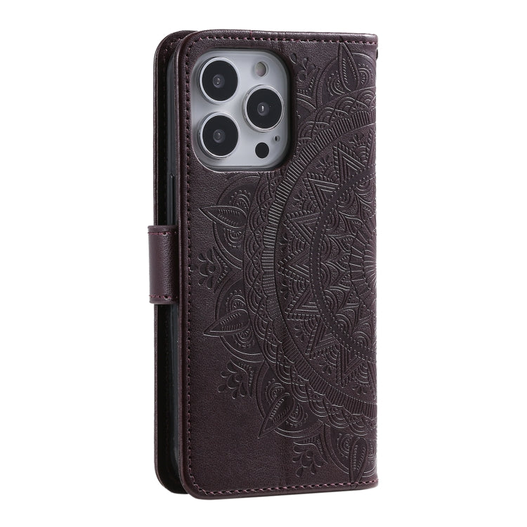 For iPhone 16 Pro Max Totem Flower Embossed Leather Phone Case(Brown) - iPhone 16 Pro Max Cases by PMC TechLife | Online Shopping South Africa | PMC TechLife | Buy Now Pay Later Mobicred