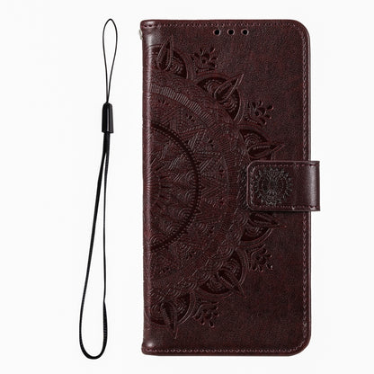 For iPhone 16 Plus Totem Flower Embossed Leather Phone Case(Brown) - iPhone 16 Plus Cases by PMC Jewellery | Online Shopping South Africa | PMC Jewellery | Buy Now Pay Later Mobicred