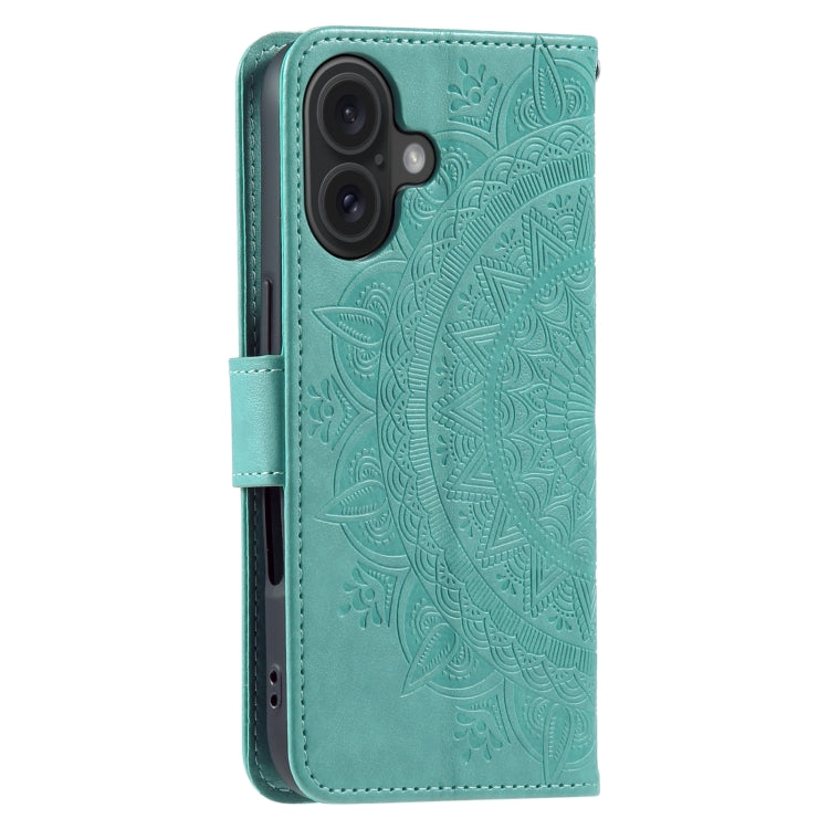 For iPhone 16 Totem Flower Embossed Leather Phone Case(Green) - free shipping - PMC TechLife - Order now!