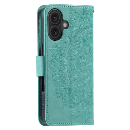 For iPhone 16 Totem Flower Embossed Leather Phone Case(Green) - iPhone 16 Cases by PMC Jewellery | Online Shopping South Africa | PMC Jewellery | Buy Now Pay Later Mobicred