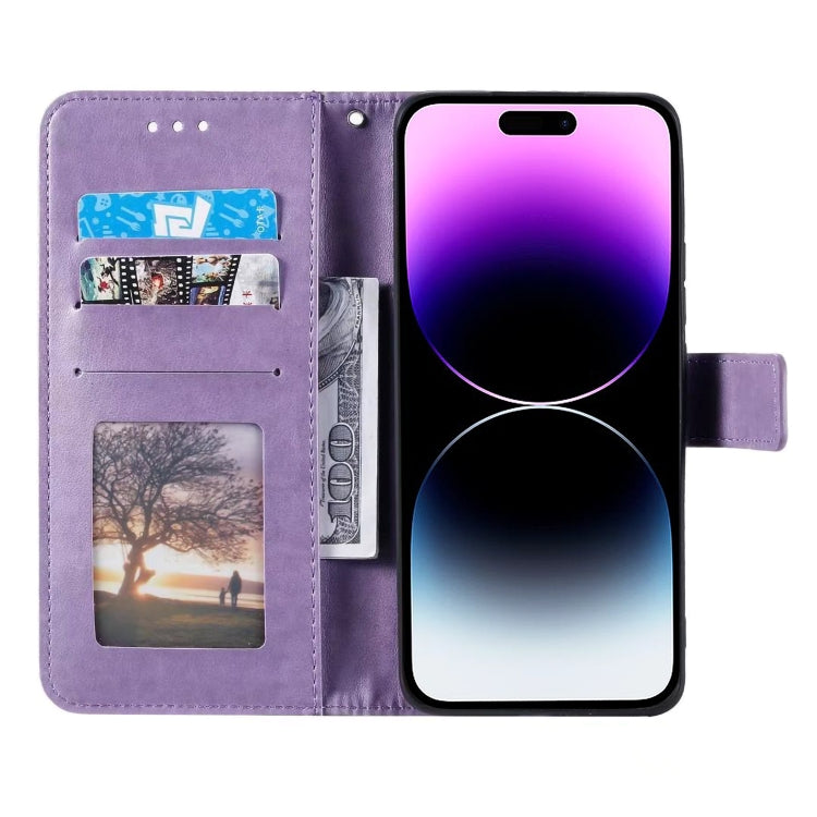 For iPhone 16 Totem Flower Embossed Leather Phone Case(Purple) - iPhone 16 Cases by PMC TechLife | Online Shopping South Africa | PMC TechLife | Buy Now Pay Later Mobicred
