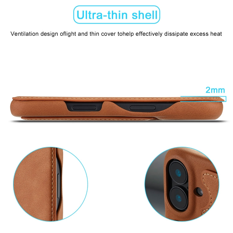 For iPhone 16 Plus LC.IMEEKE Hon Ancient Series Flip Leather Phone Case(Brown) - free shipping - PMC Jewellery - Order now!