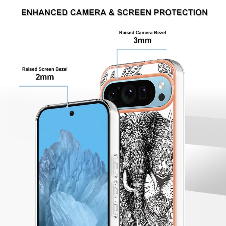 For Google Pixel 9 Pro XL Electroplating Dual-side IMD Phone Case(Totem Elephant) - Google Cases by PMC Jewellery | Online Shopping South Africa | PMC Jewellery | Buy Now Pay Later Mobicred