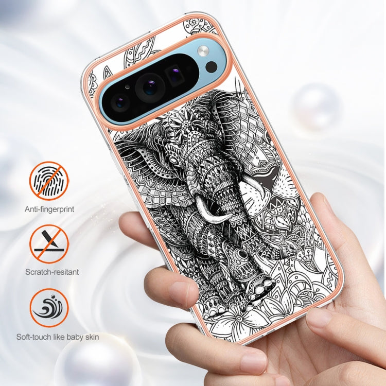 For Google Pixel 9 Pro XL Electroplating Dual-side IMD Phone Case(Totem Elephant) - Google Cases by PMC Jewellery | Online Shopping South Africa | PMC Jewellery | Buy Now Pay Later Mobicred