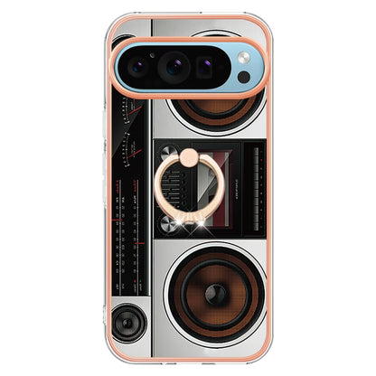 For Google Pixel 9 Pro XL Electroplating Dual-side IMD Phone Case with Ring Holder(Retro Radio) - Google Cases by PMC Jewellery | Online Shopping South Africa | PMC Jewellery | Buy Now Pay Later Mobicred