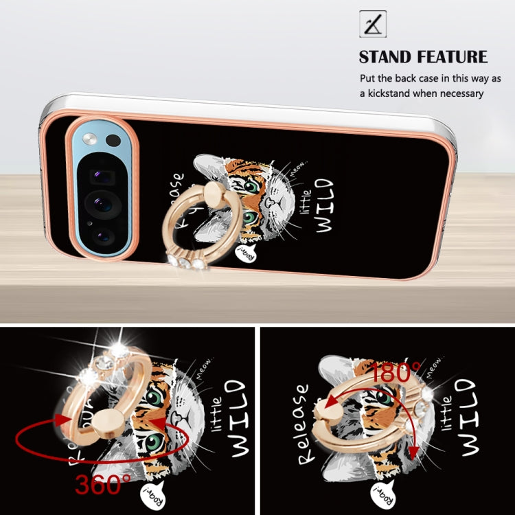 For Google Pixel 9 / 9 Pro Electroplating Dual-side IMD Phone Case with Ring Holder(Natural Growth) - Google Cases by PMC TechLife | Online Shopping South Africa | PMC TechLife | Buy Now Pay Later Mobicred