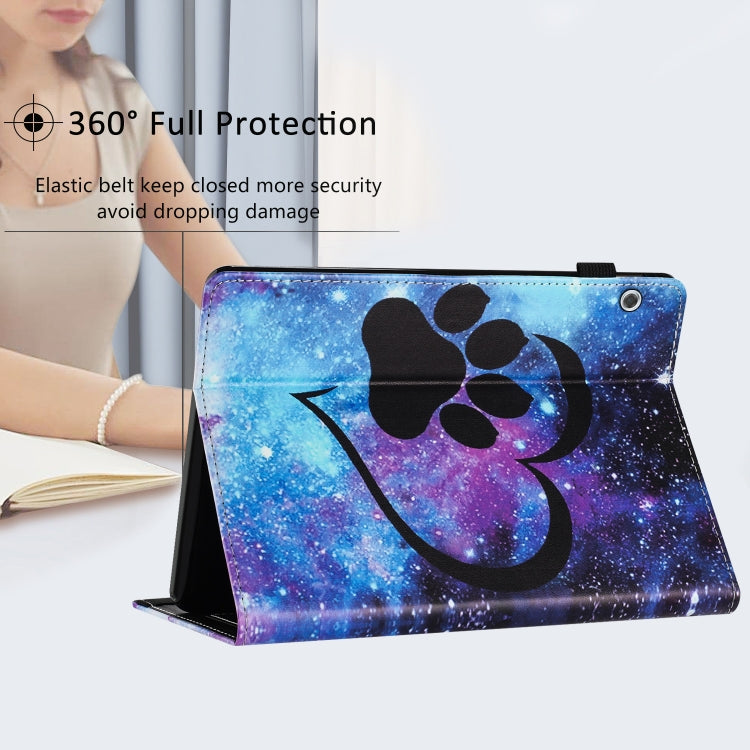 For Huawei MediaPad T5 10 Sewing Litchi Texture Smart Leather Tablet Case(Footprint) - Huawei by PMC TechLife | Online Shopping South Africa | PMC TechLife | Buy Now Pay Later Mobicred
