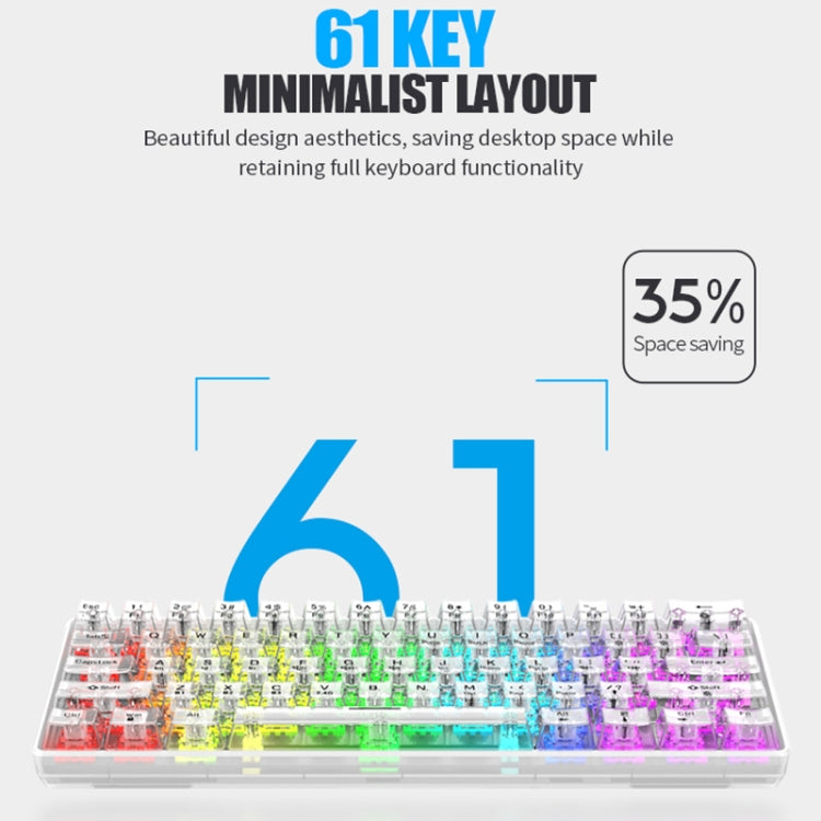 XUNFOX K30 Pro 2.4G + BT + Wired Transparent 61-Keys Mechanical White Axis Keyboard(White) - Wireless Keyboard by PMC Jewellery | Online Shopping South Africa | PMC Jewellery | Buy Now Pay Later Mobicred