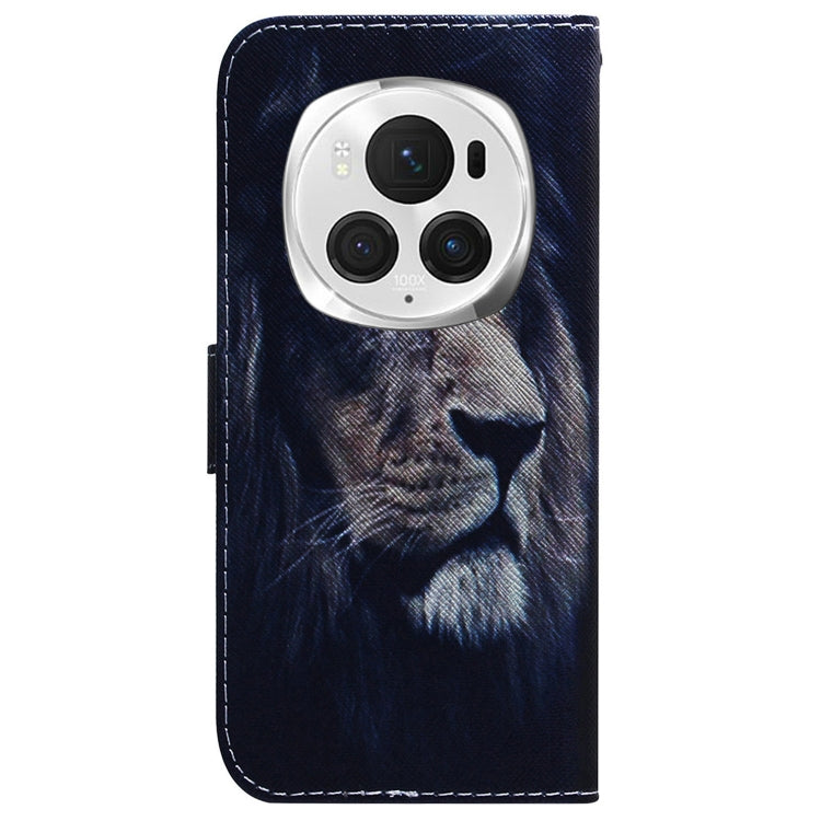 For Honor Magic6 Pro Coloured Drawing Flip Leather Phone Case(Lion) - Honor Cases by PMC Jewellery | Online Shopping South Africa | PMC Jewellery | Buy Now Pay Later Mobicred