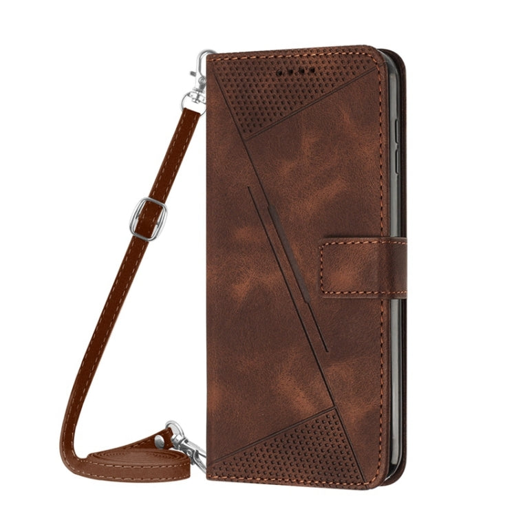 For OPPO A54 / A74 / A93 Dream Triangle Leather Phone Case with Lanyard(Brown) - OPPO Cases by PMC TechLife | Online Shopping South Africa | PMC TechLife | Buy Now Pay Later Mobicred