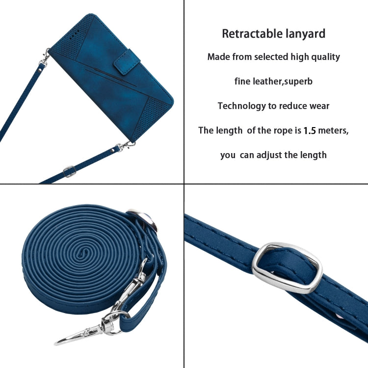 For OPPO Reno11 F Dream Triangle Leather Phone Case with Lanyard(Blue) - Reno11 F Cases by PMC TechLife | Online Shopping South Africa | PMC TechLife | Buy Now Pay Later Mobicred