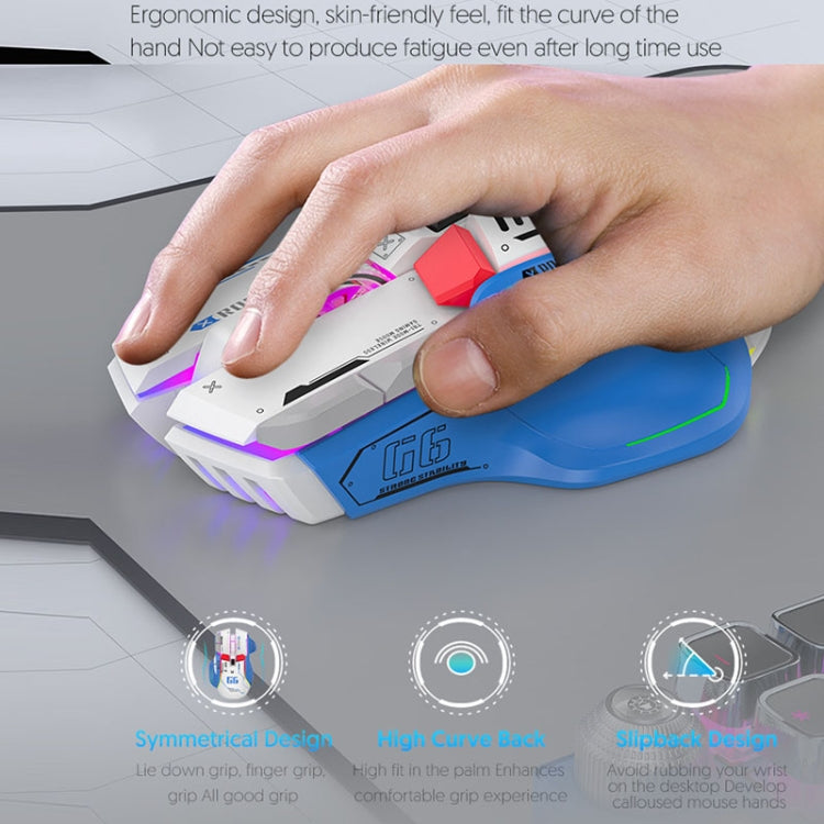 HXSJ G6 10 Keys RGB 12800DPI Tri-mode Wireless Gaming Mouse(White) - free shipping - PMC Jewellery - Order now!