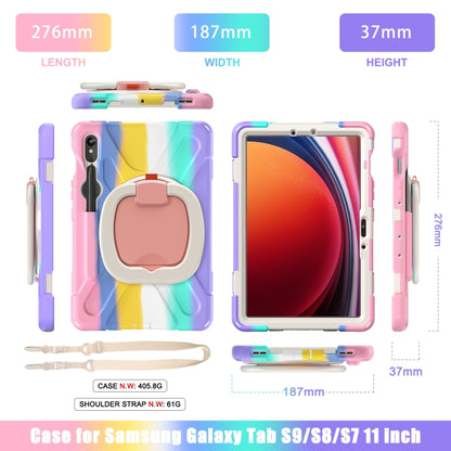 For Samsung Galaxy Tab S9 / S8 / S7 Silicone Hybrid PC Tablet Case with Holder & Shoulder Strap(Colorful Pink) - Other Galaxy Tab PC by PMC Jewellery | Online Shopping South Africa | PMC Jewellery | Buy Now Pay Later Mobicred