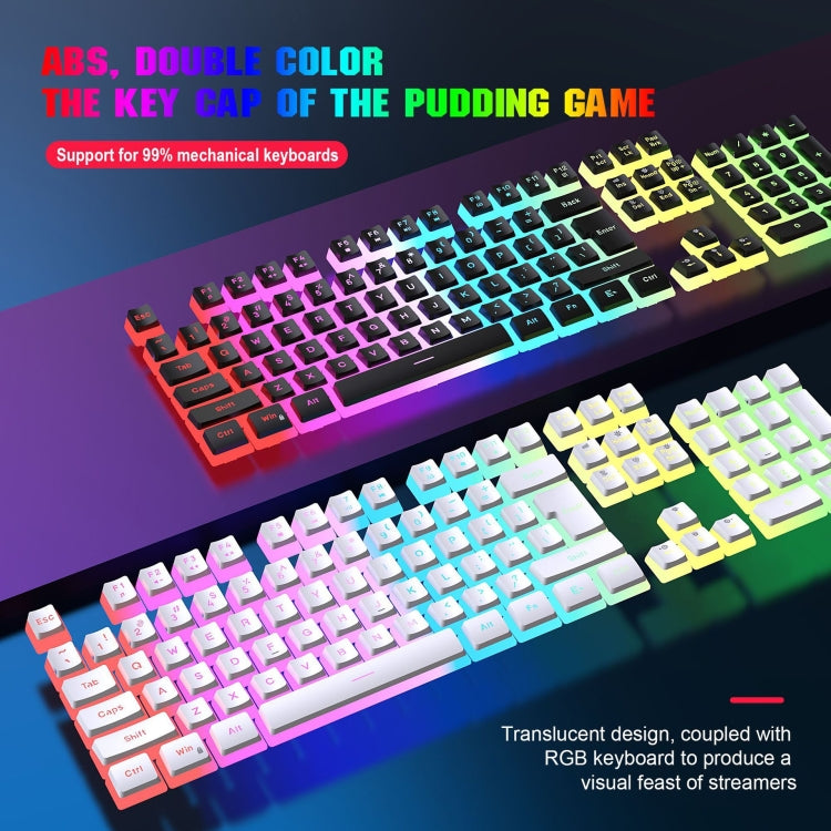 HXSJ L200 Wired RGB Backlit Keyboard 104 Pudding Key Caps(White) - free shipping - PMC Jewellery - Order now!