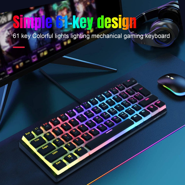 HXSJ L700 Wired RGB Mechanical Keyboard 61 Pudding Key Caps(Black) - free shipping - PMC Jewellery - Order now!