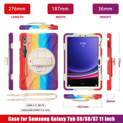 For Samsung Galaxy Tab S9 / S8 / S7 Rotary Handle Grab TPU + PC Tablet Case(Colorful Red) - Galaxy Tab S9 Cases by PMC Jewellery | Online Shopping South Africa | PMC Jewellery | Buy Now Pay Later Mobicred