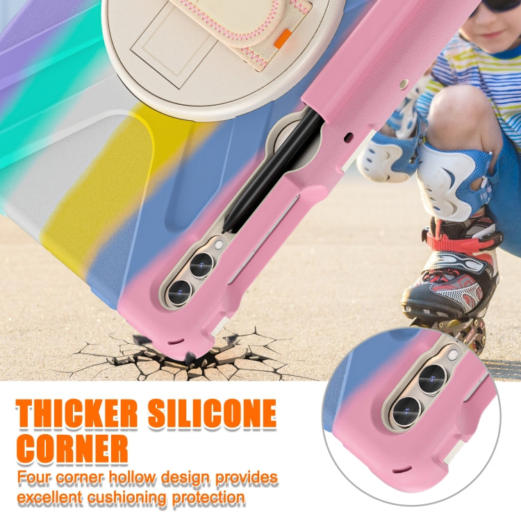 For Samsung Galaxy Tab S9+ / S8+ Rotatable Kickstand Grip Heavy Duty Hard Rugged Tablet Case(Colorful Pink) - Other Galaxy Tab PC by PMC Jewellery | Online Shopping South Africa | PMC Jewellery | Buy Now Pay Later Mobicred