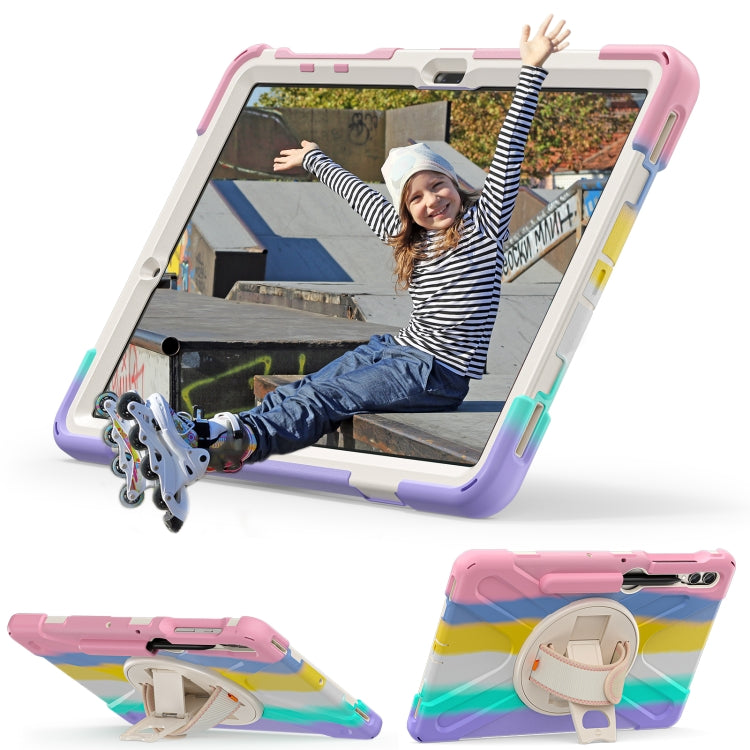 For Samsung Galaxy Tab S9+ / S8+ Rotatable Kickstand Grip Heavy Duty Hard Rugged Tablet Case(Colorful Pink) - Other Galaxy Tab PC by PMC Jewellery | Online Shopping South Africa | PMC Jewellery | Buy Now Pay Later Mobicred
