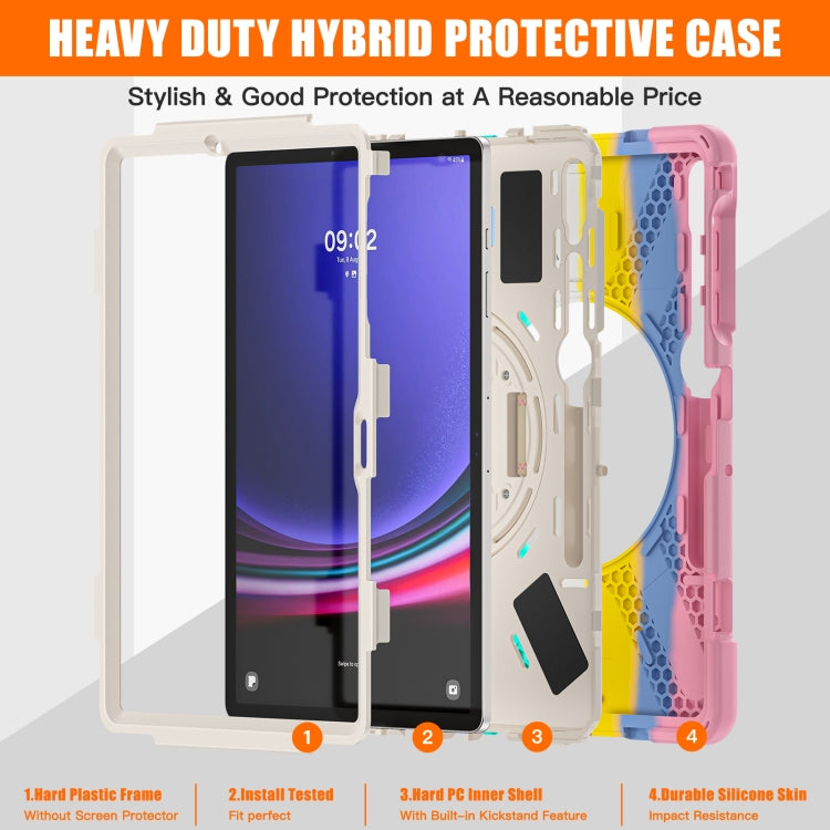 For Samsung Galaxy Tab S9+ / S8+ Rotatable Kickstand Grip Heavy Duty Hard Rugged Tablet Case(Colorful Pink) - Other Galaxy Tab PC by PMC Jewellery | Online Shopping South Africa | PMC Jewellery | Buy Now Pay Later Mobicred